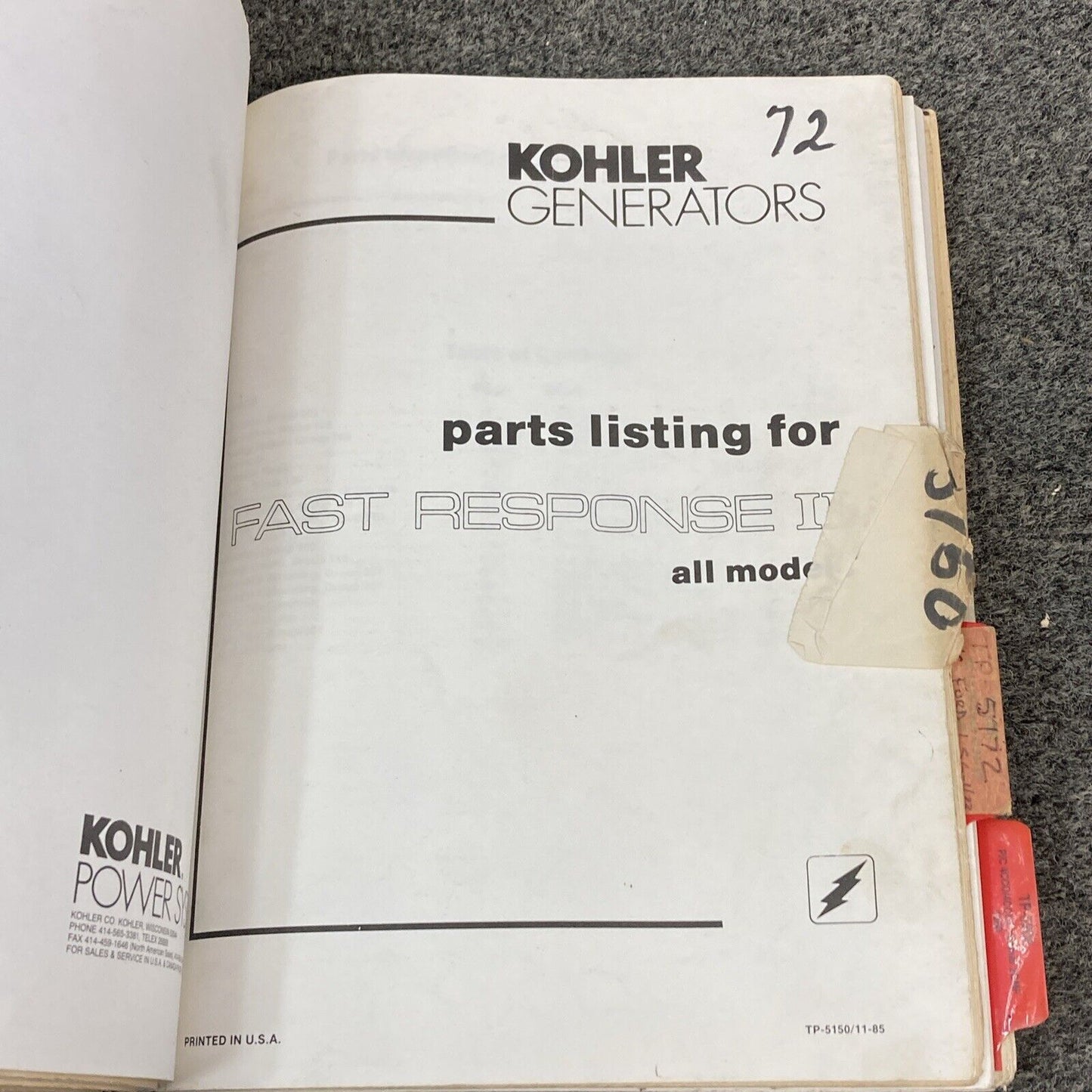 QTY 21 GENUINE KOHLER GENERATORS PARTS LISTING/CATALOG MANUALS