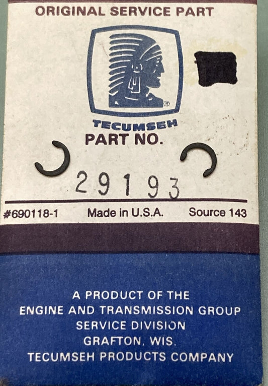 QTY 2 NEW GENUINE TECUMSEH 29193 RETAINING RING