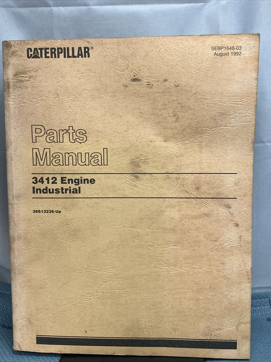 GENUINE CATERPILLAR SEBP1648-03 PARTS MANUAL 3412 ENGINE INDUSTRIAL 38S13236-UP