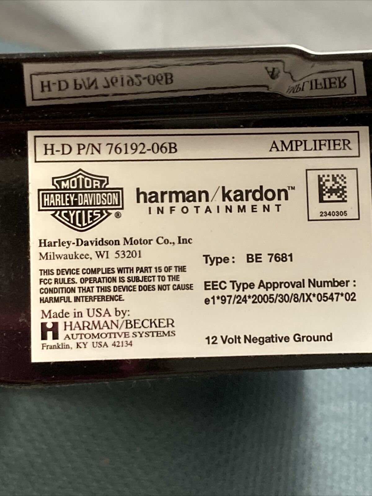 NEW GENUINE HARLEY DAVIDSON 76192-06B AMPLIFIER