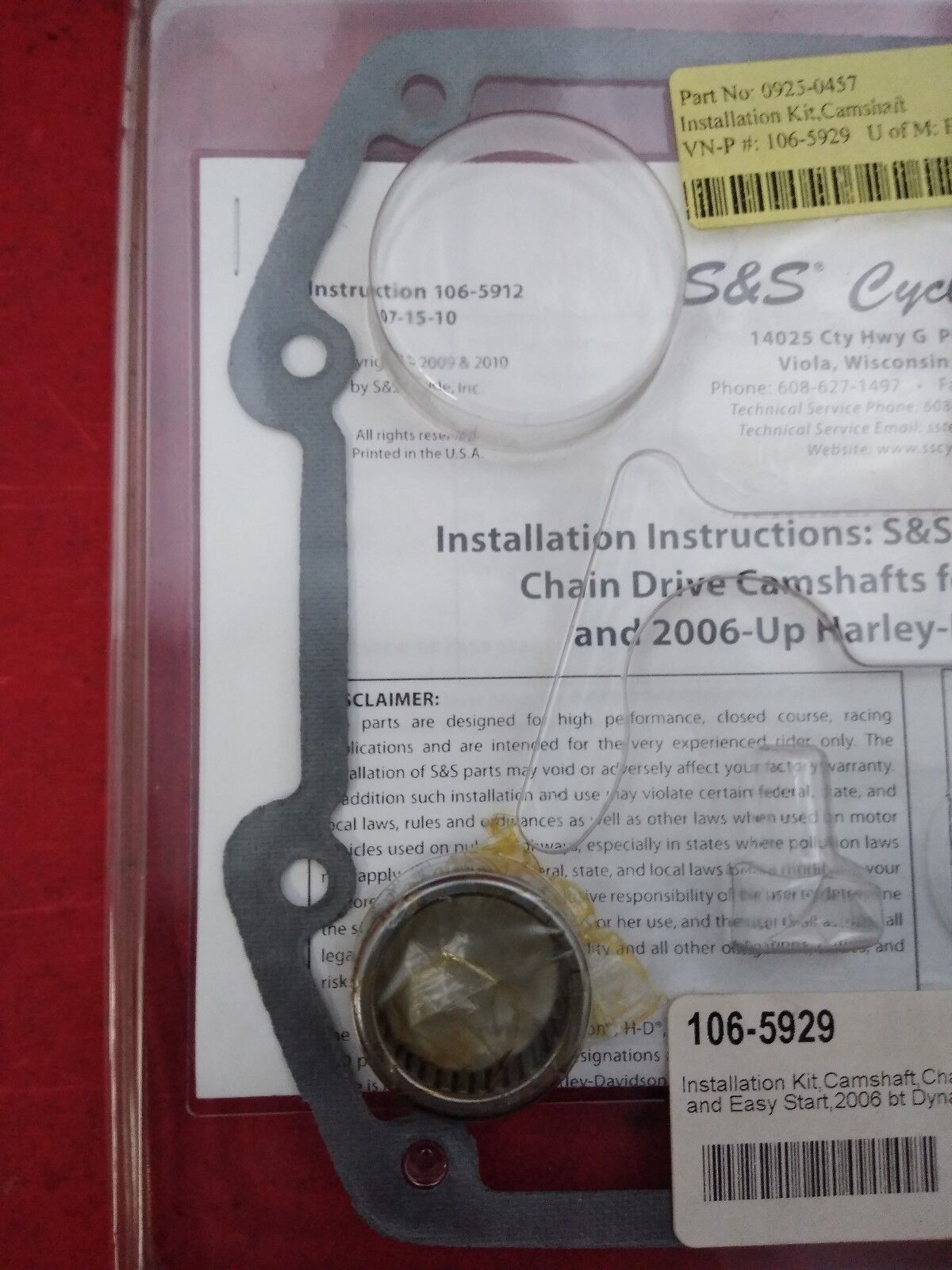 NEW S&S Cycle Standard Chain Drive Camshaft Kit 106-5929 / 0925-0457
