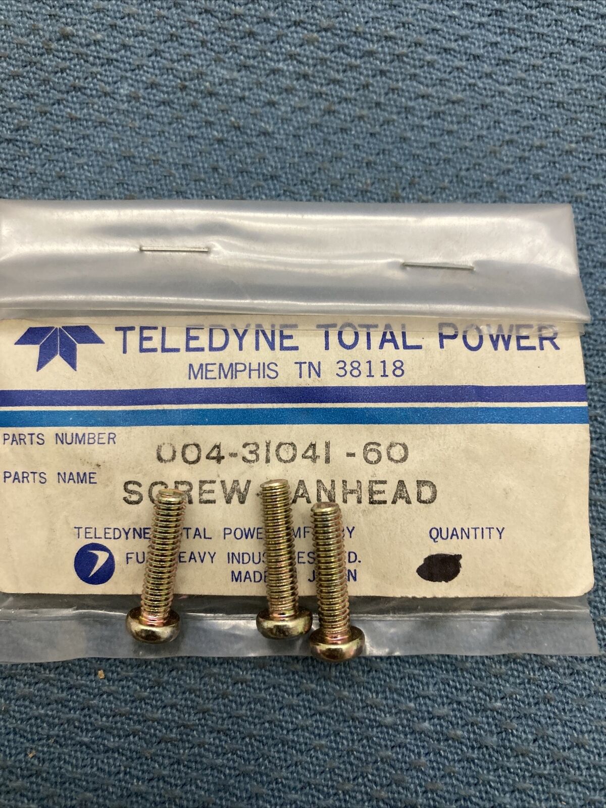 QTY 3 NEW GENUINE WISCONSIN TELEDYNE SUBARU ROBIN 004-31041-60 PANHEAD SCREW