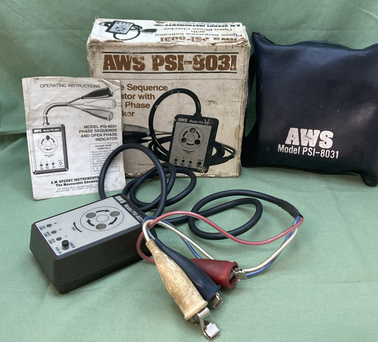 AWS PSI-8031 PHASE SEQUENCE INDICATOR W/MANUAL & POUCH