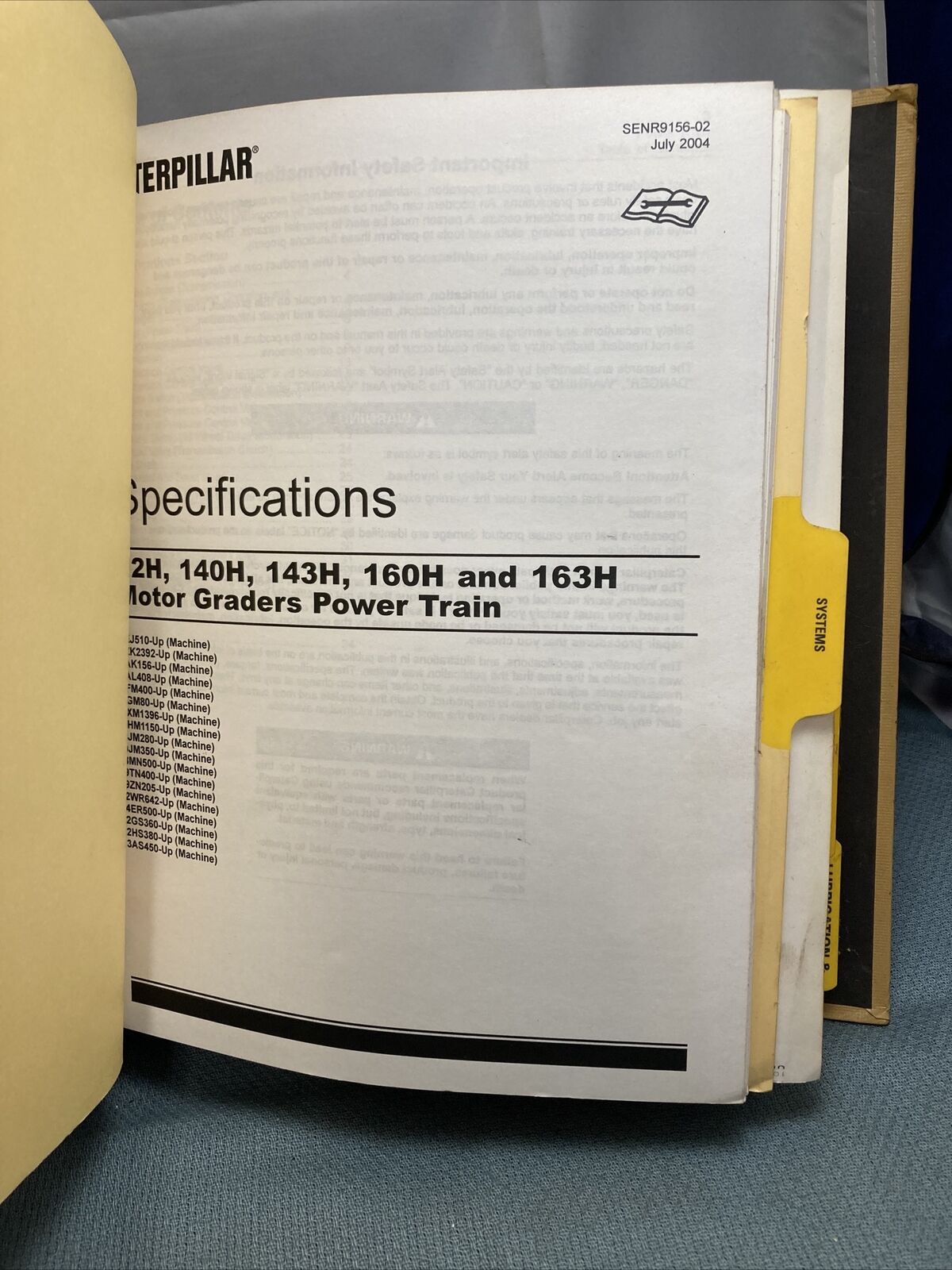 GENUINE CAT/CATERPILLAR SENR9150 SERVICE MANUAL 12H MOTOR GRADER NA VERSION