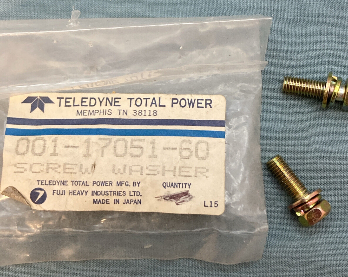 QTY 2 NEW GENUINE TELEDYNE TOTAL POWER 001-17051-60 SCREW & WASHER ASSEMBLY