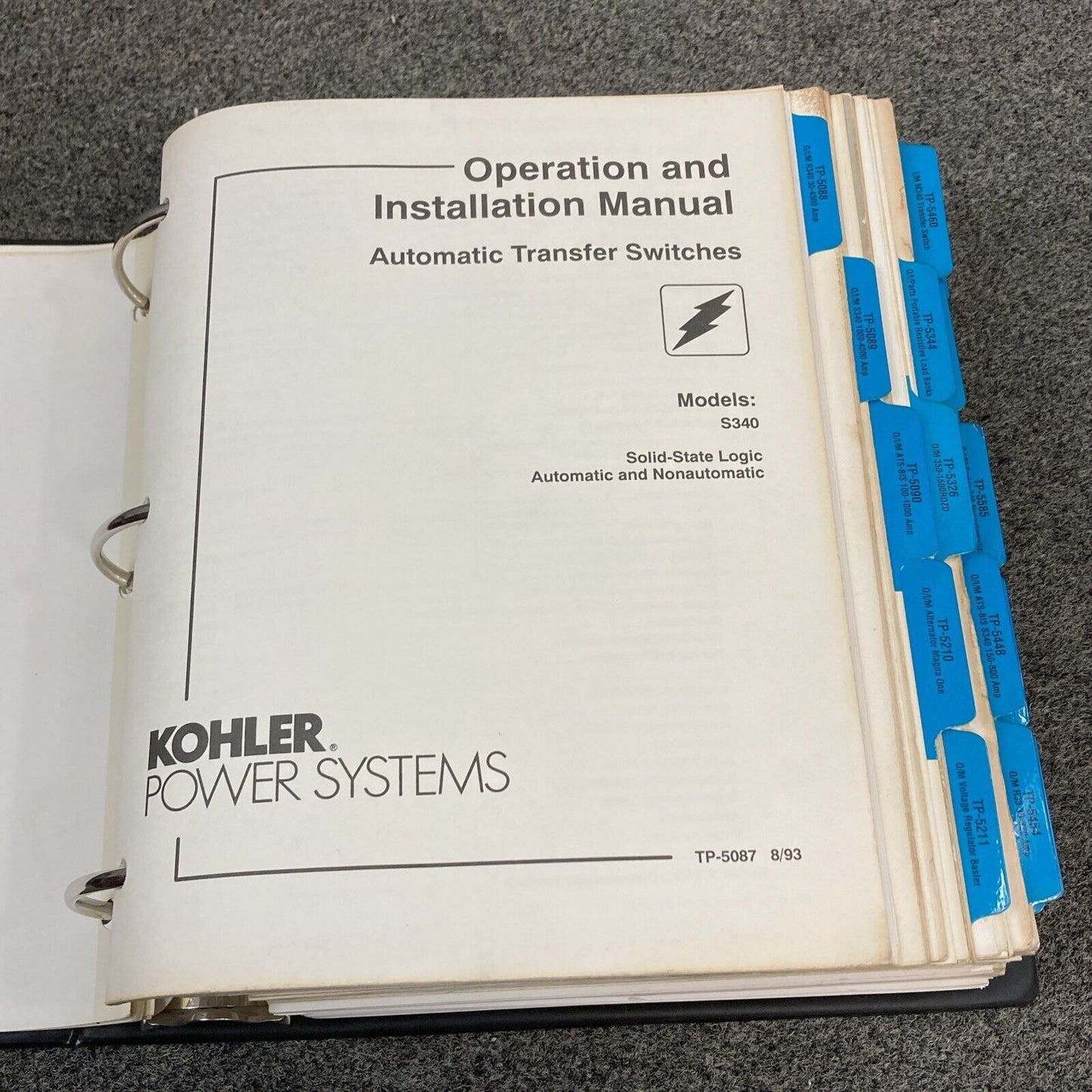 QTY 28 GENUINE KOHLER OPER/INSTALL/SERVICE MANUALS FOR TRANSFER SWITCHES