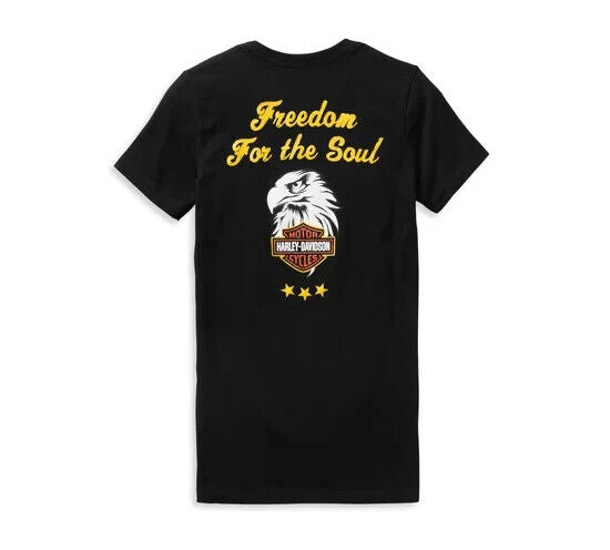 NEW GENUINE HARLEY DAVIDSON 96647-22VW MED TEE KNIT BLACK Forever Freedom Eagle