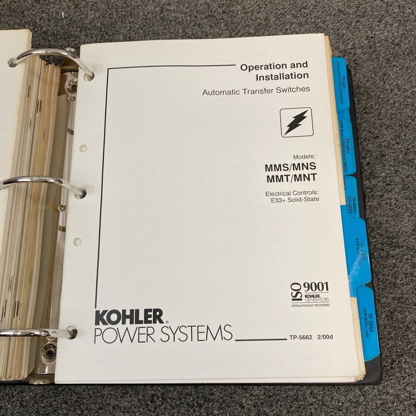 QTY 28 GENUINE KOHLER OPER/INSTALL/SERVICE MANUALS FOR TRANSFER SWITCHES