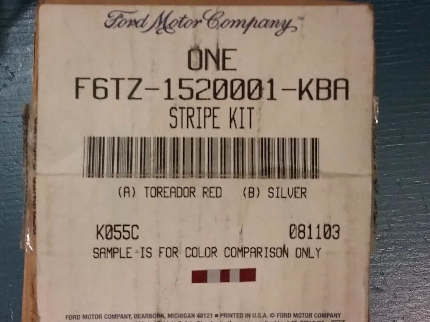NEW FORD F6TZ-1520001- KBA Decal Stripe Kit (A)TOREADOR RED (B)SILVER
