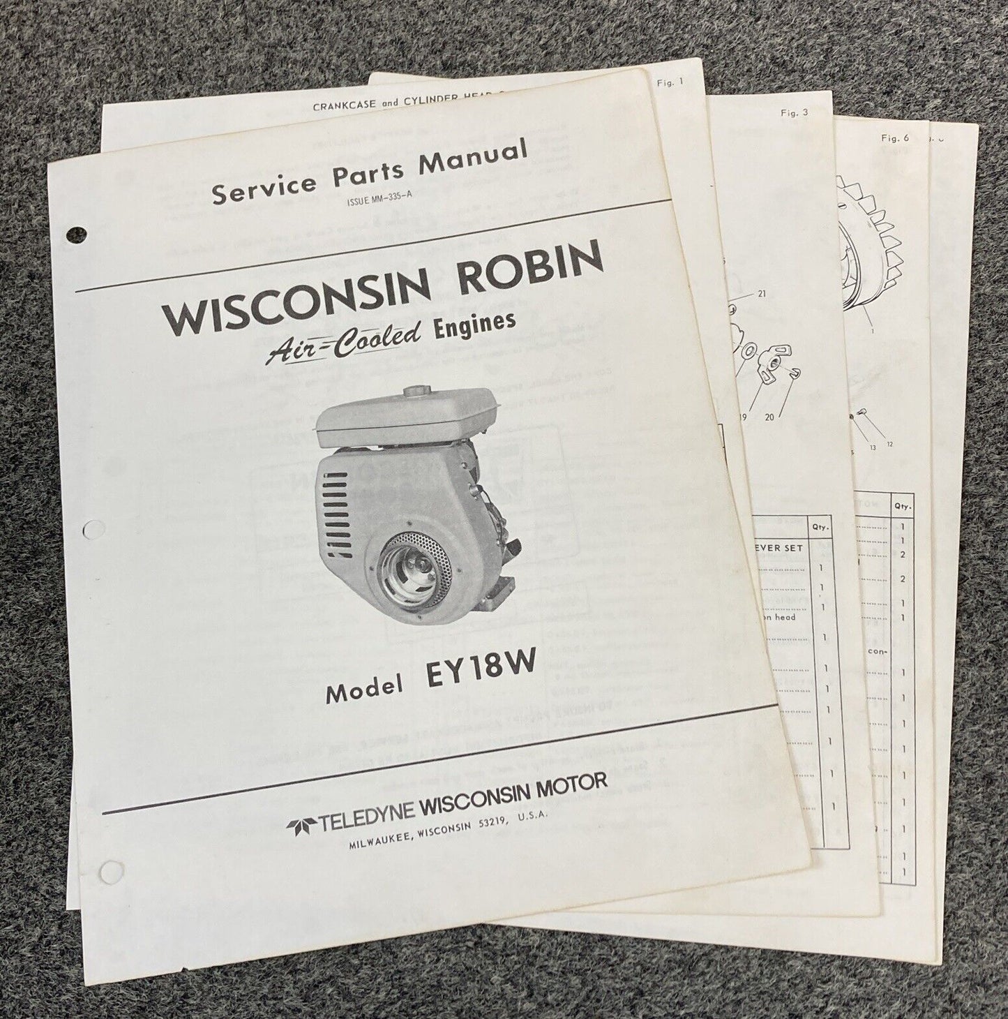 TELEDYNE WISCONSIN ROBIN EY18W LOOSE-LEAF SERVICE PARTS MANUAL