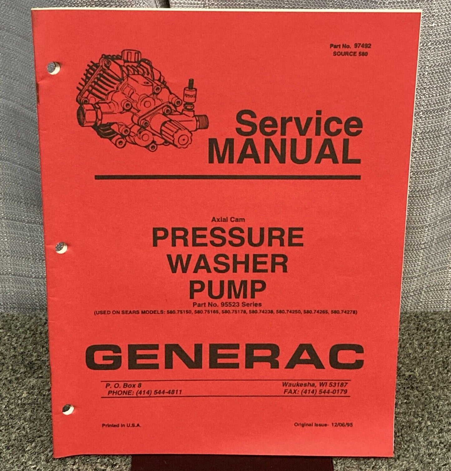 GENUINE GENERAC 97492 SERVICE MANUAL SERIES 97492