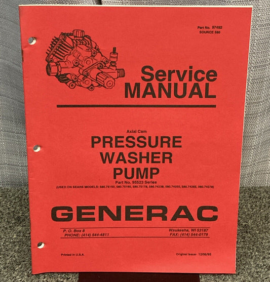 GENUINE GENERAC 97492 SERVICE MANUAL SERIES 97492