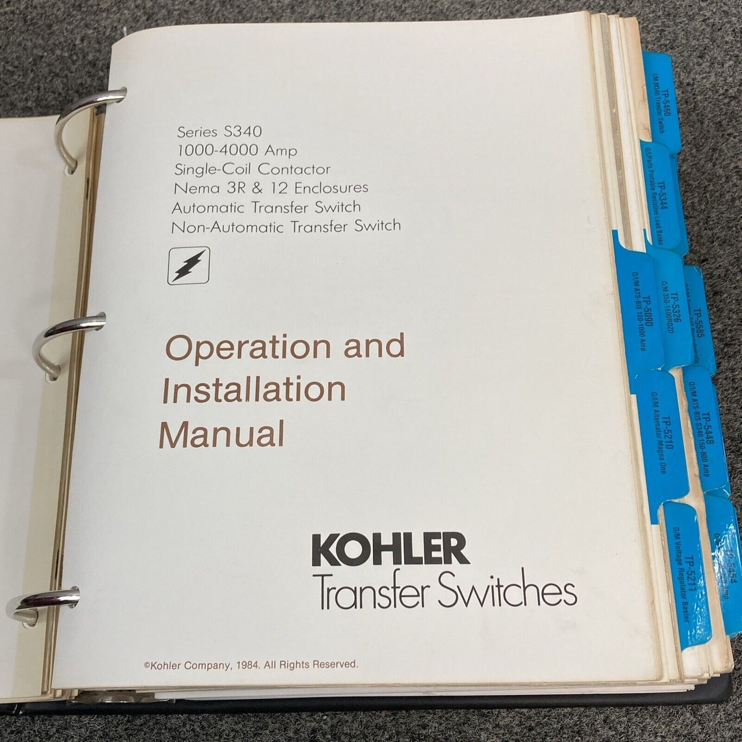 QTY 28 GENUINE KOHLER OPER/INSTALL/SERVICE MANUALS FOR TRANSFER SWITCHES