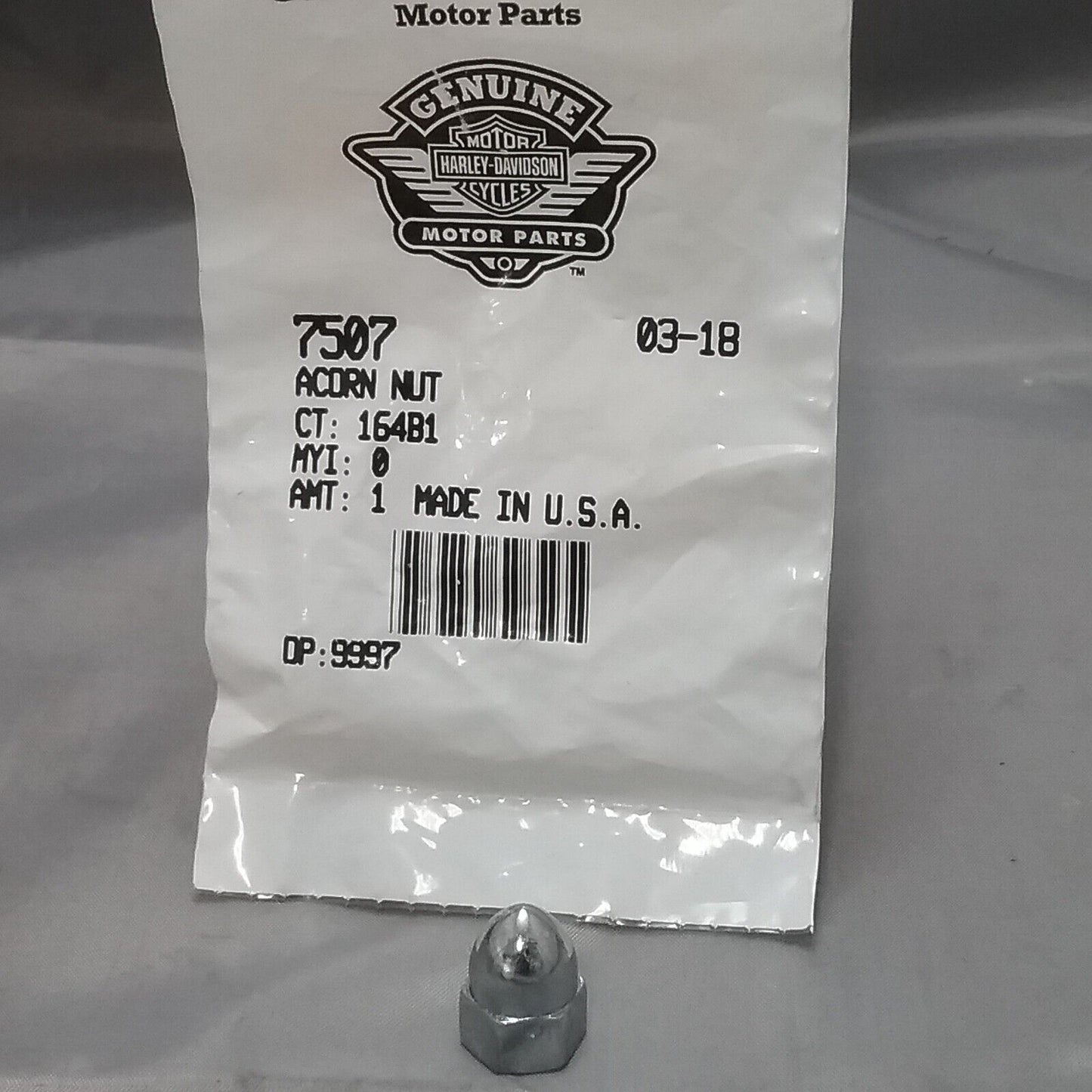 NEW GENUINE HARLEY-DAVIDSON 7507 ACORN NUT