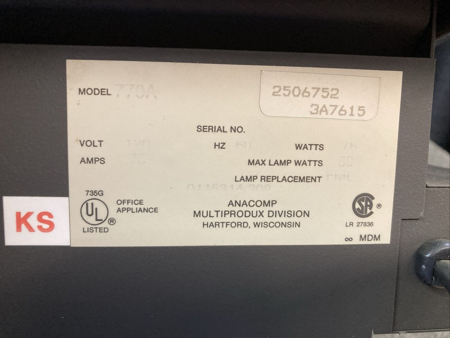 MICRON 770A MICROFICHE READER