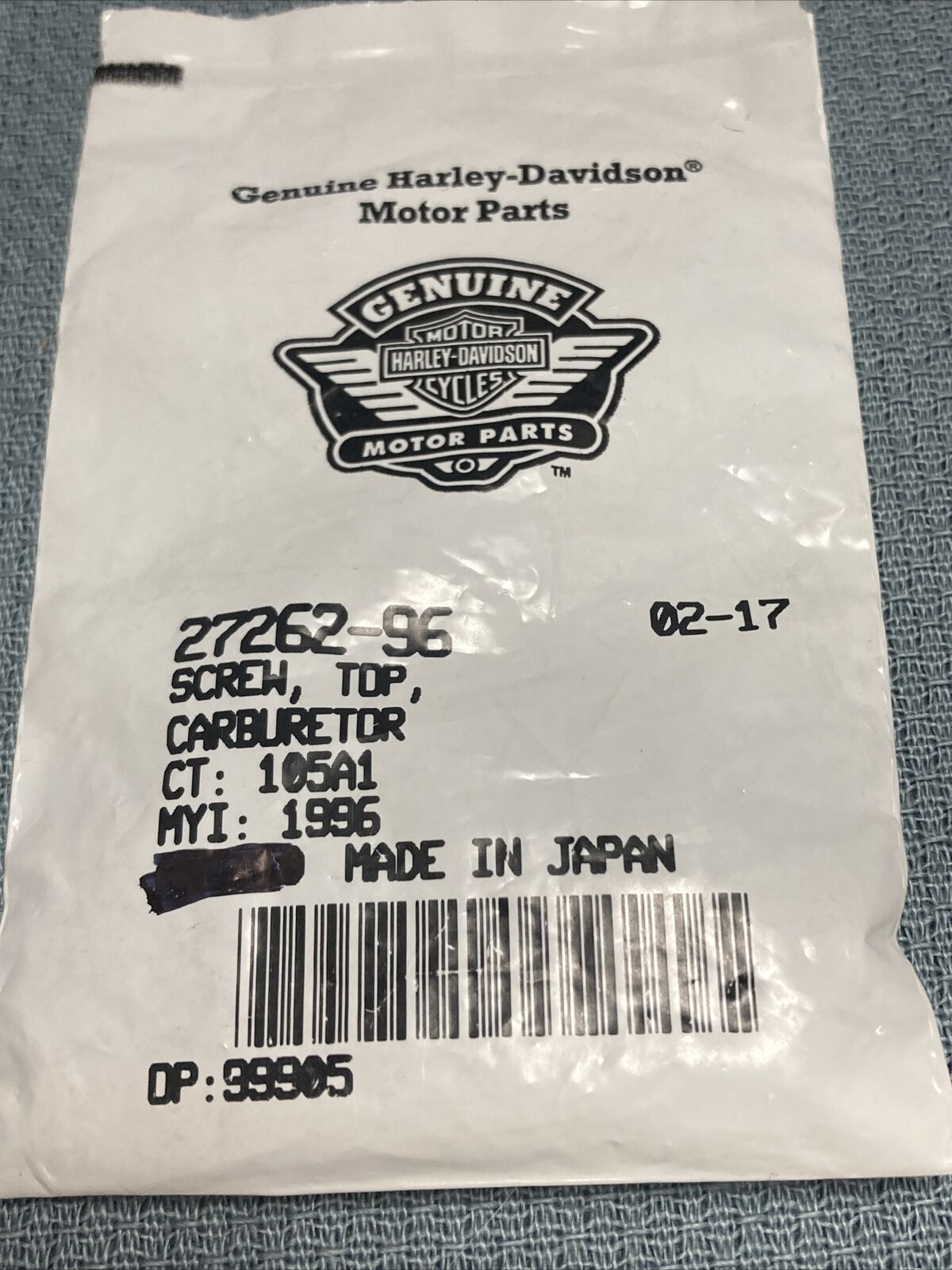 QTY 10 NEW GENUINE HARLEY DAVIDSON 27262-96 SCREW, TOP, CARBURETOR