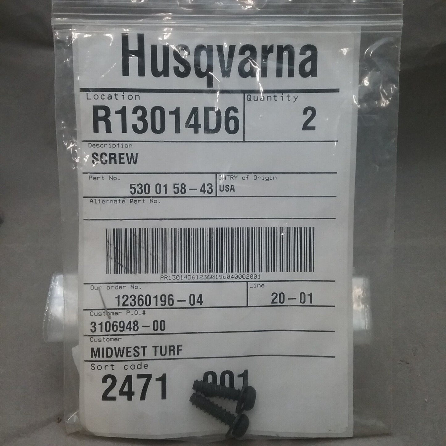 Qty2 NEW HUSQVARNA 530015843 BOLT