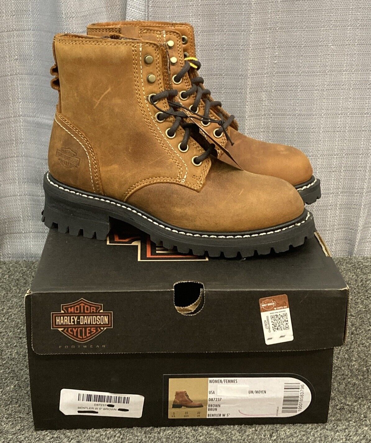 NEW HARLEY DAVIDSON D87237 SIZE 5.5 WOMEN'S BENTLER 5" BROWN MOTORCYCLE BOOTS