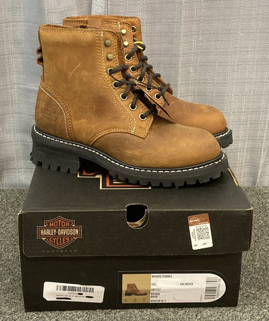 NEW HARLEY DAVIDSON D87237 SIZE 5.5 WOMEN'S BENTLER 5" BROWN MOTORCYCLE BOOTS