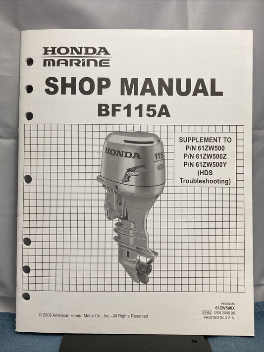 HONDA MARINE BF115A SUPPLEMENT TO SHOP MANUAL PSV52947X