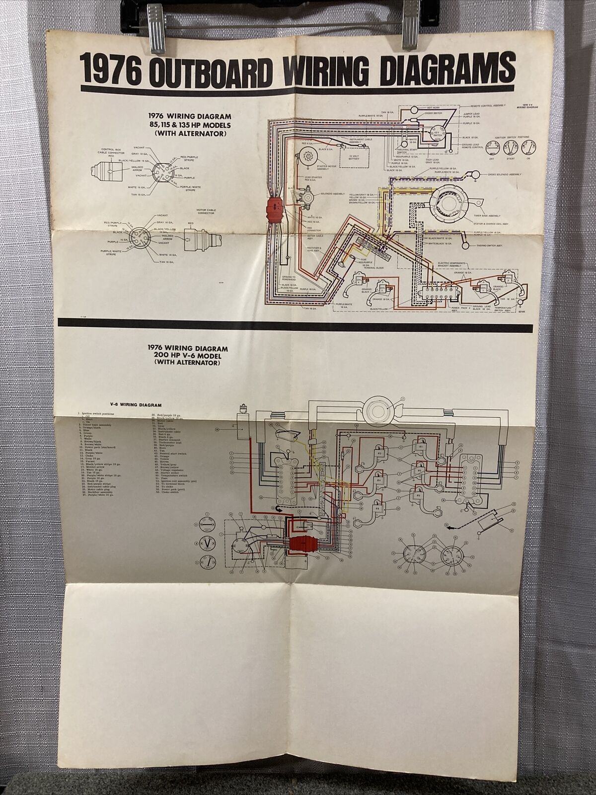 JOHNSON 1976 WIRING DIAGRAM 85,115,135 AND 200 HP/HP V-6 MODELS WITH ALTERNATOR