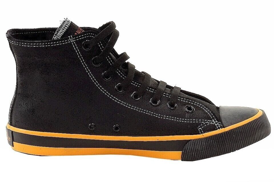NEW HARLEY DAVIDSON D93816 SIZE 7.5 MENS NATHAN 4.25” BLACK ORANGE LEATHER HI-TO