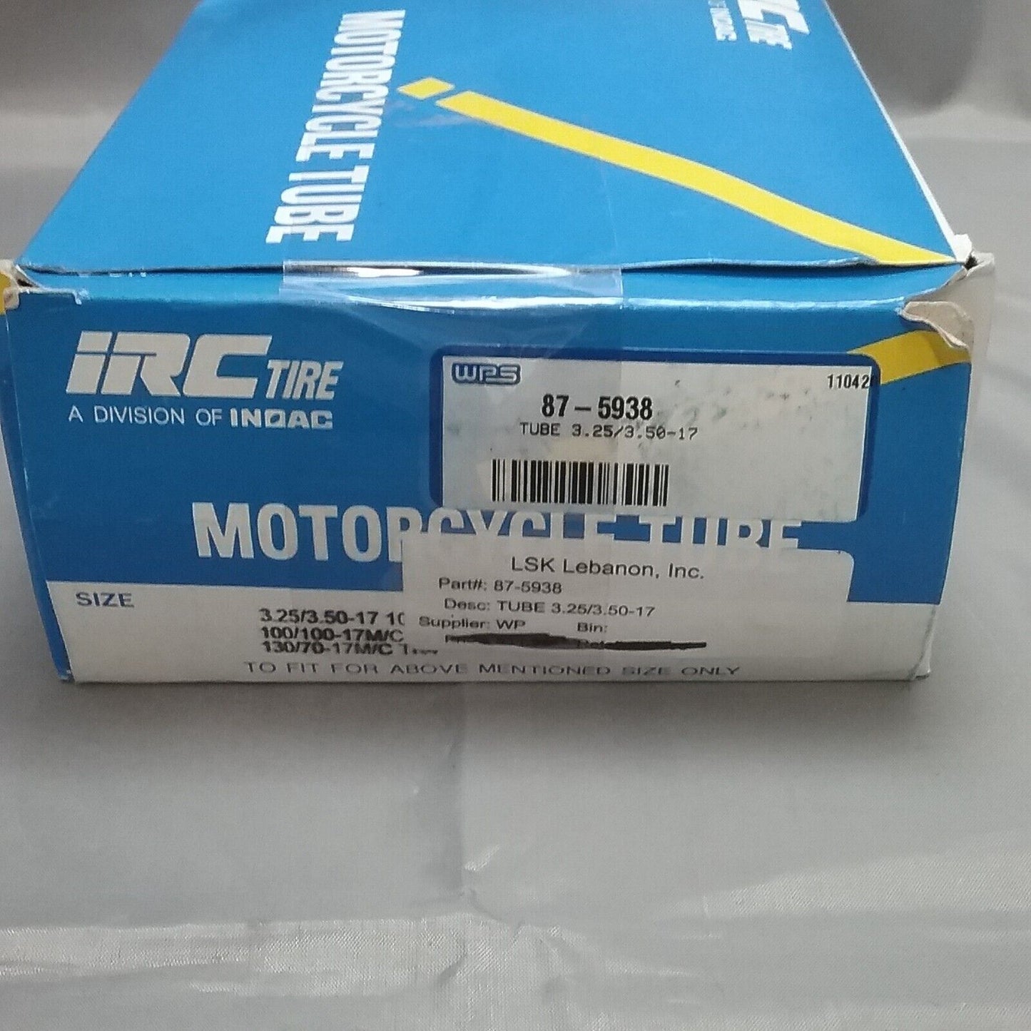 NEW IRC 87-5938 MOTORCYLE TUBE 3.25/3.50-17 TR4