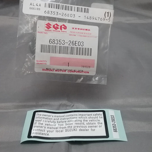 NEW GENUINE SUZUKI 68353-26E03 LABEL, MANUAL NOTICE QUADRUNNER 1988-2021