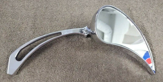 Right Hand Tear Drop Motorcycle Mirror / Flame / Chrome /