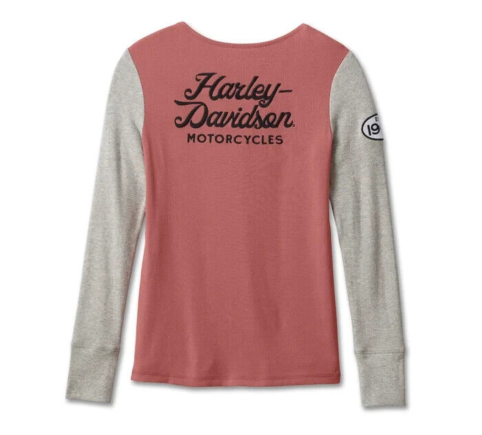 NEW GENUINE HARLEY DAVIDSON 96681-23VW XLARGE HENLEY KNIT PINK COLORBLOCK