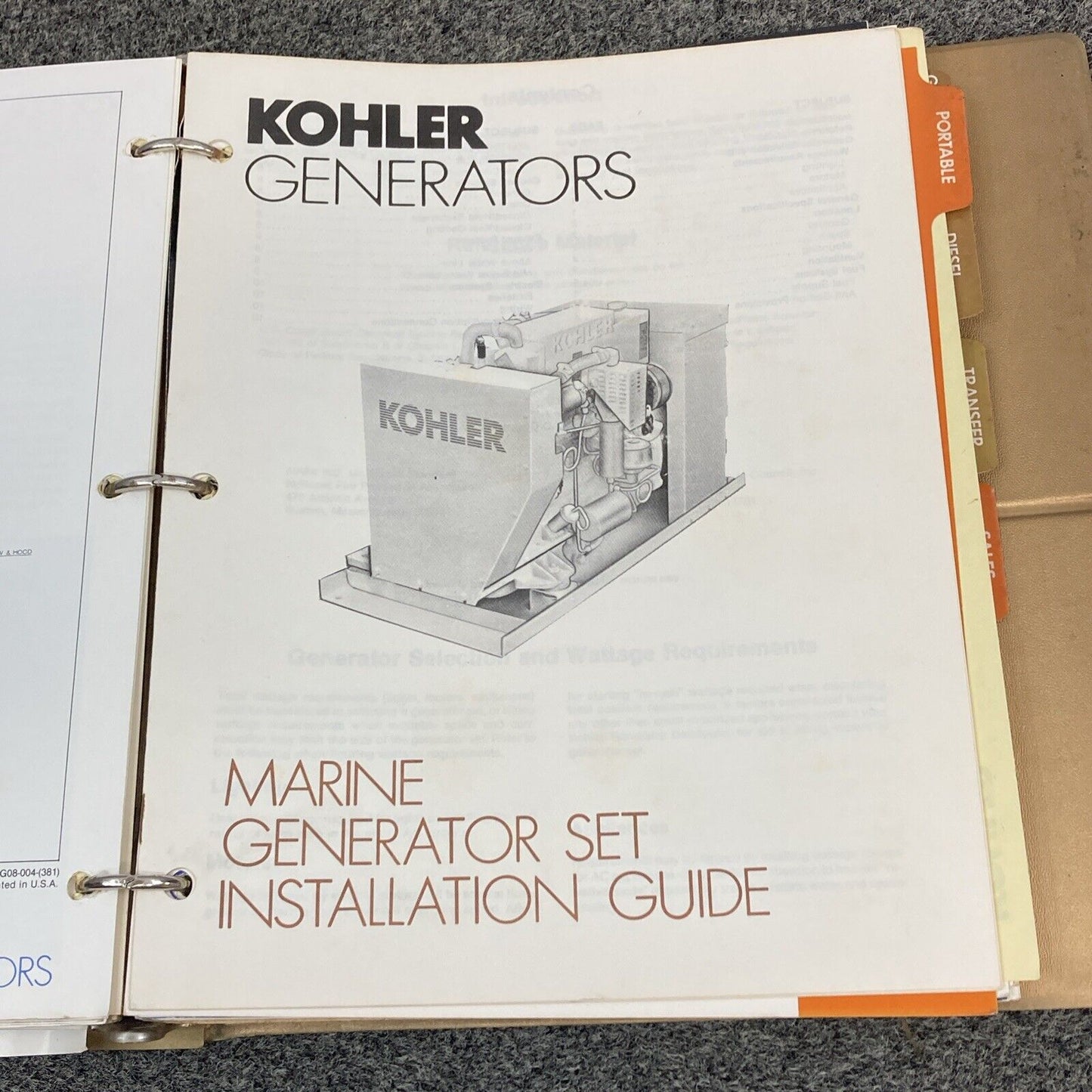 GENUINE KOHLER GENERATORS INSTALLATION MANUALS & ADDITIONAL INFORMATION