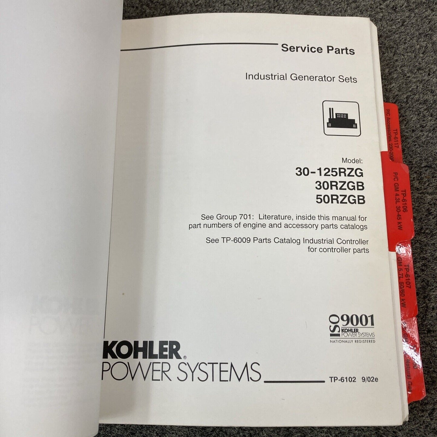 GENUINE KOHLER GENERATOR SETS SERVICE PARTS MANUALS