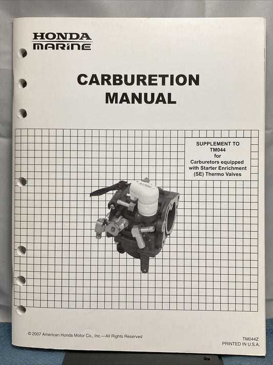 HONDA MARINE SUPPLEMENT TO TM044Z CARBURETION MANUAL