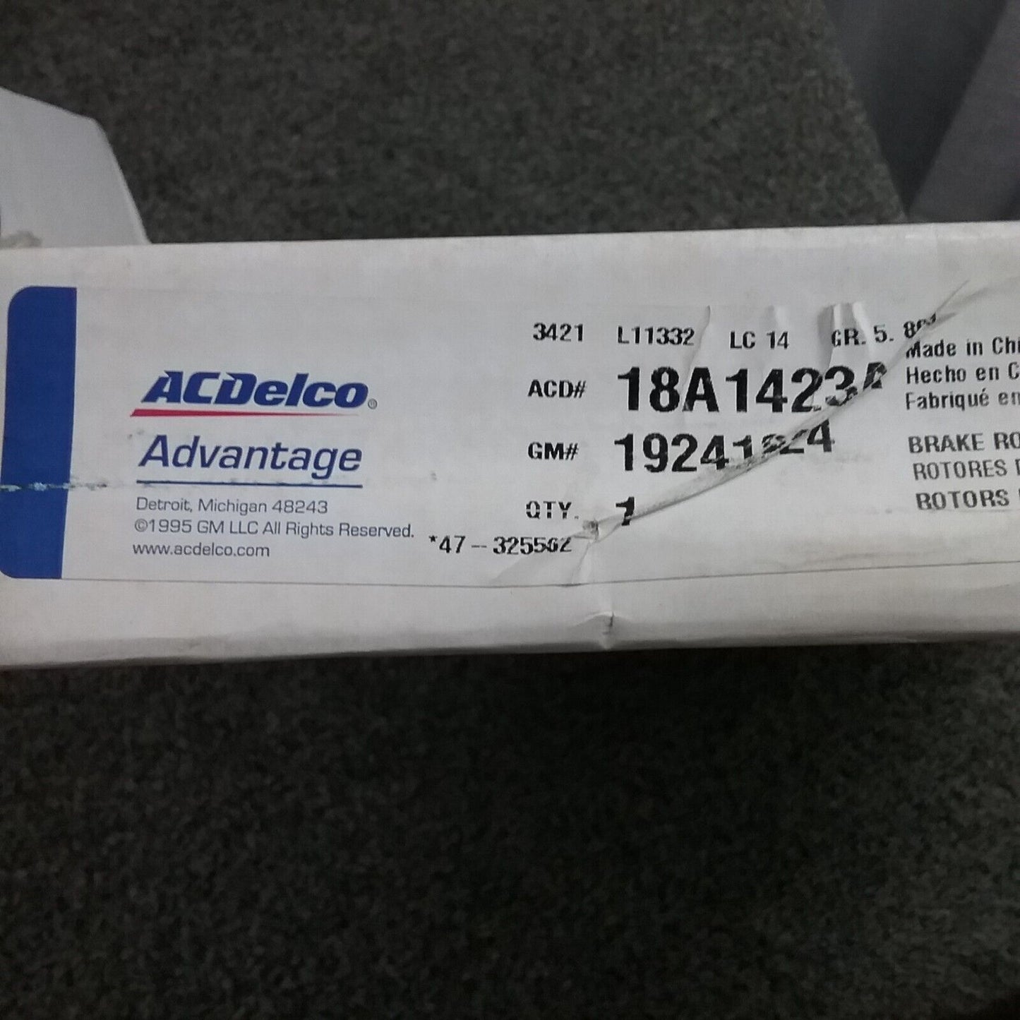 NEW ACDELCO 18A1423A Rear Disc Brake Rotor GM 19241824