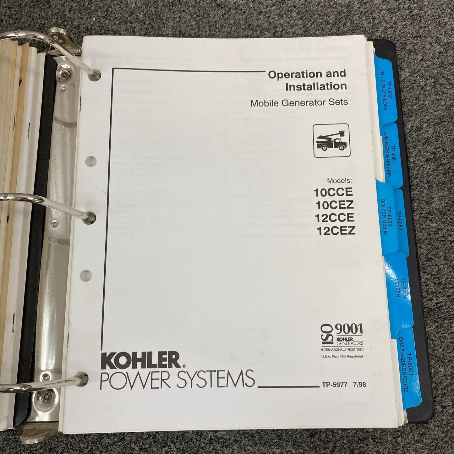 GENUINE KOHLER RV/MOBILE GENERATOR SETS INSTALLATION/OPERATION MANUALS