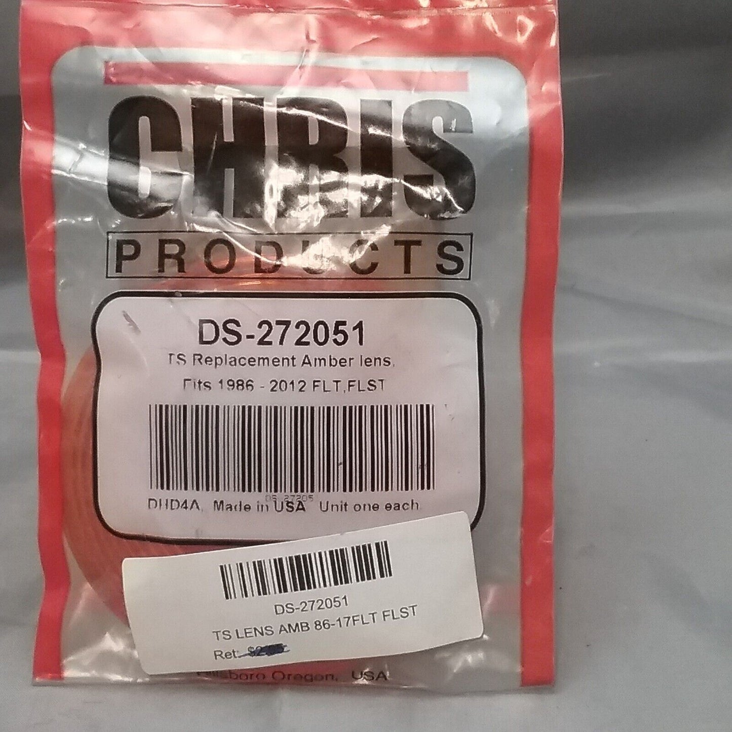 NEW CHRIS PRODUCTS DS-272051 REPLACEMENT TURN SIGNAL LENS, AMBER