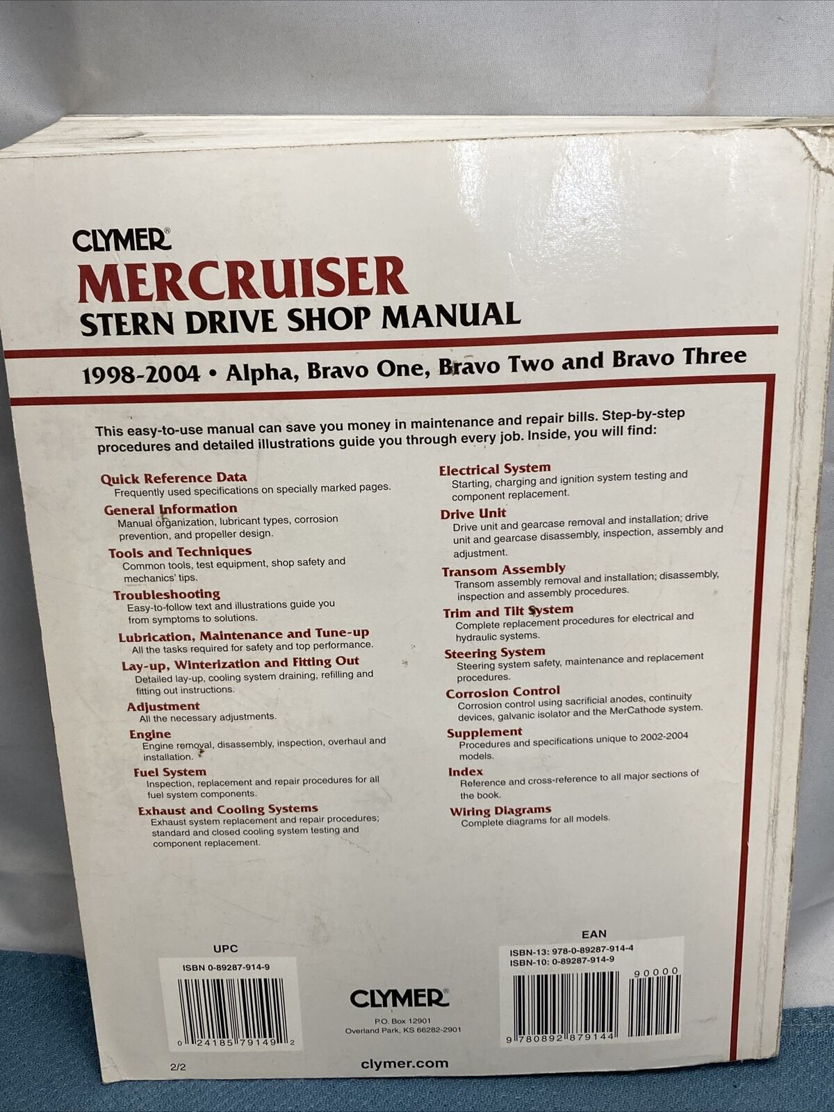 CLYMER MERCRUSIER B745-2 STERN DRIVE SHOP MANUAL 1998-2004 024185791492