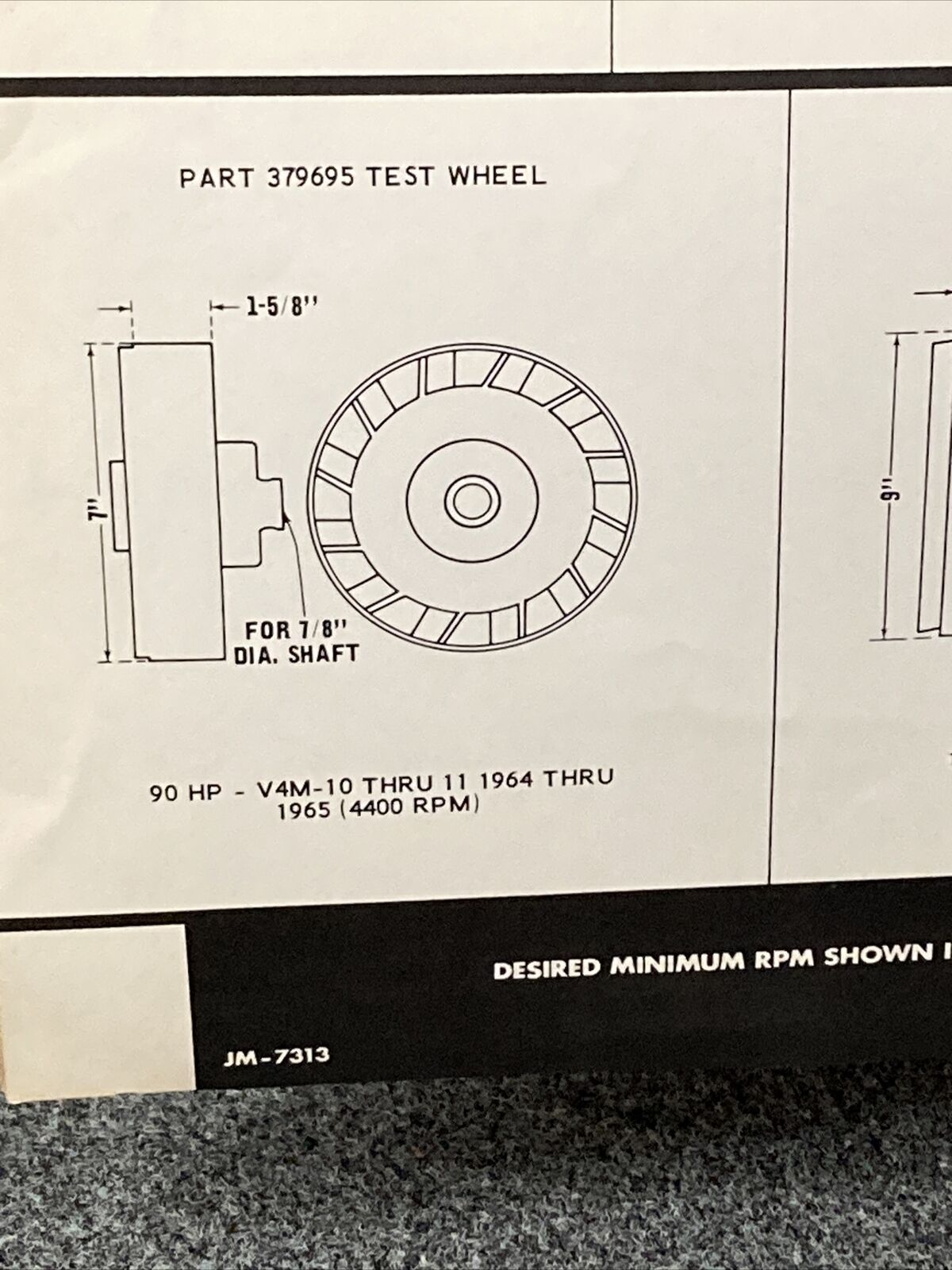 JOHNSON JM-7313 OUTBOARD TEST WHEEL IDENTIFICATION CHART