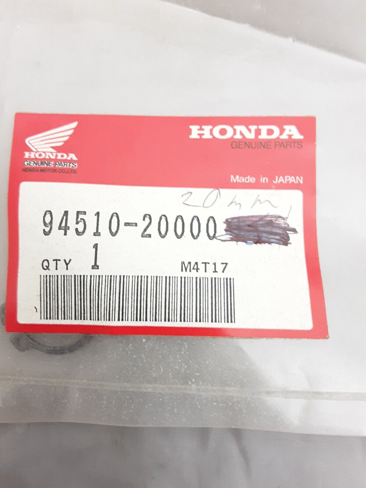 NEW GENUINE HONDA 94510-20000 CIRCLIP (20MM) FOUR K CB750  GOLD WING GL1000 1979