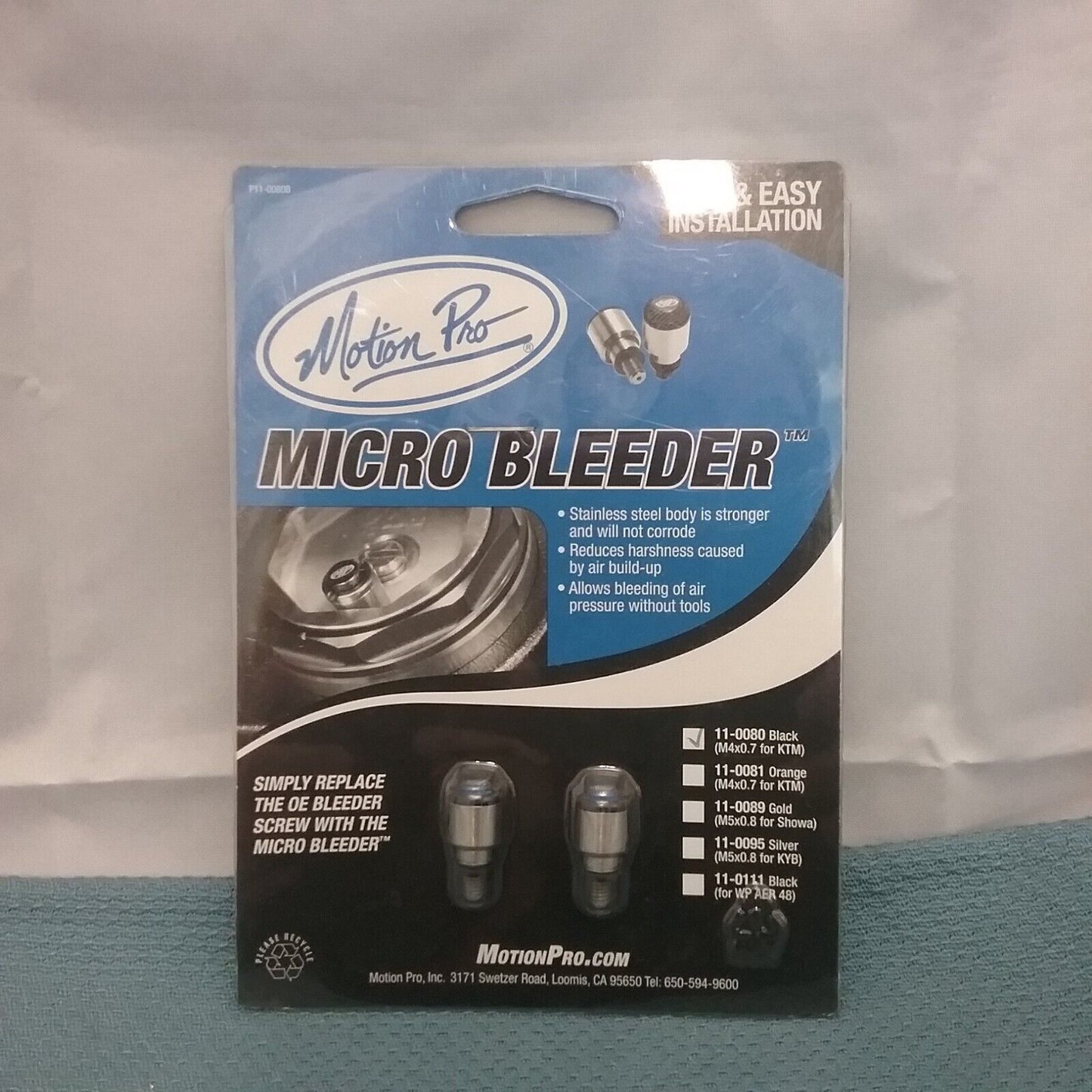 NEW GENUINE MOTION PRO 15-0054 MICRO BLEEDER, M4x0.7, WP 4860 MXMA, 4CS BLACK