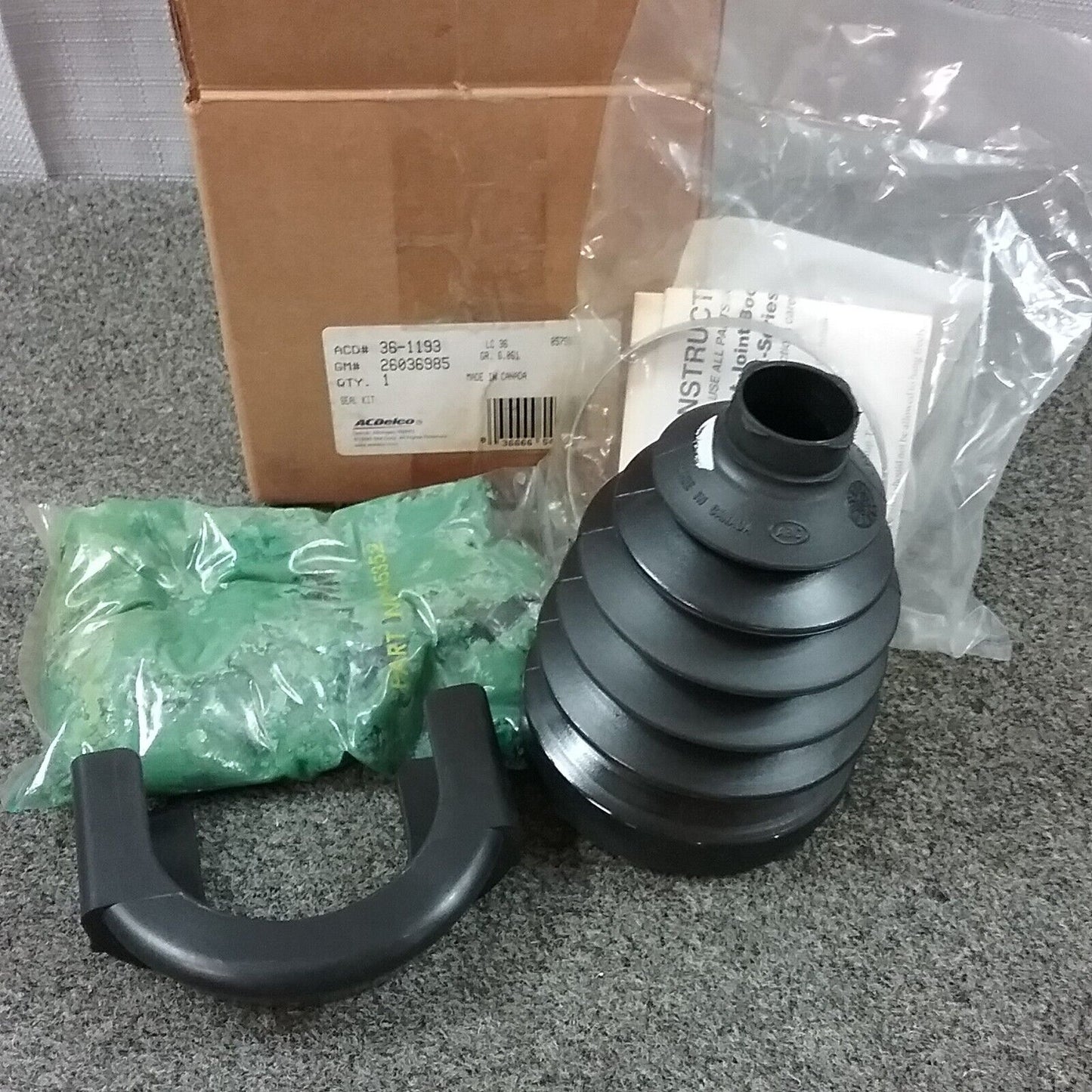 NEW ACDELCO 36-1193 BOOT KIT, FRONT WHEEL DRIVE SHAFT GM 26036985 GR 6.061