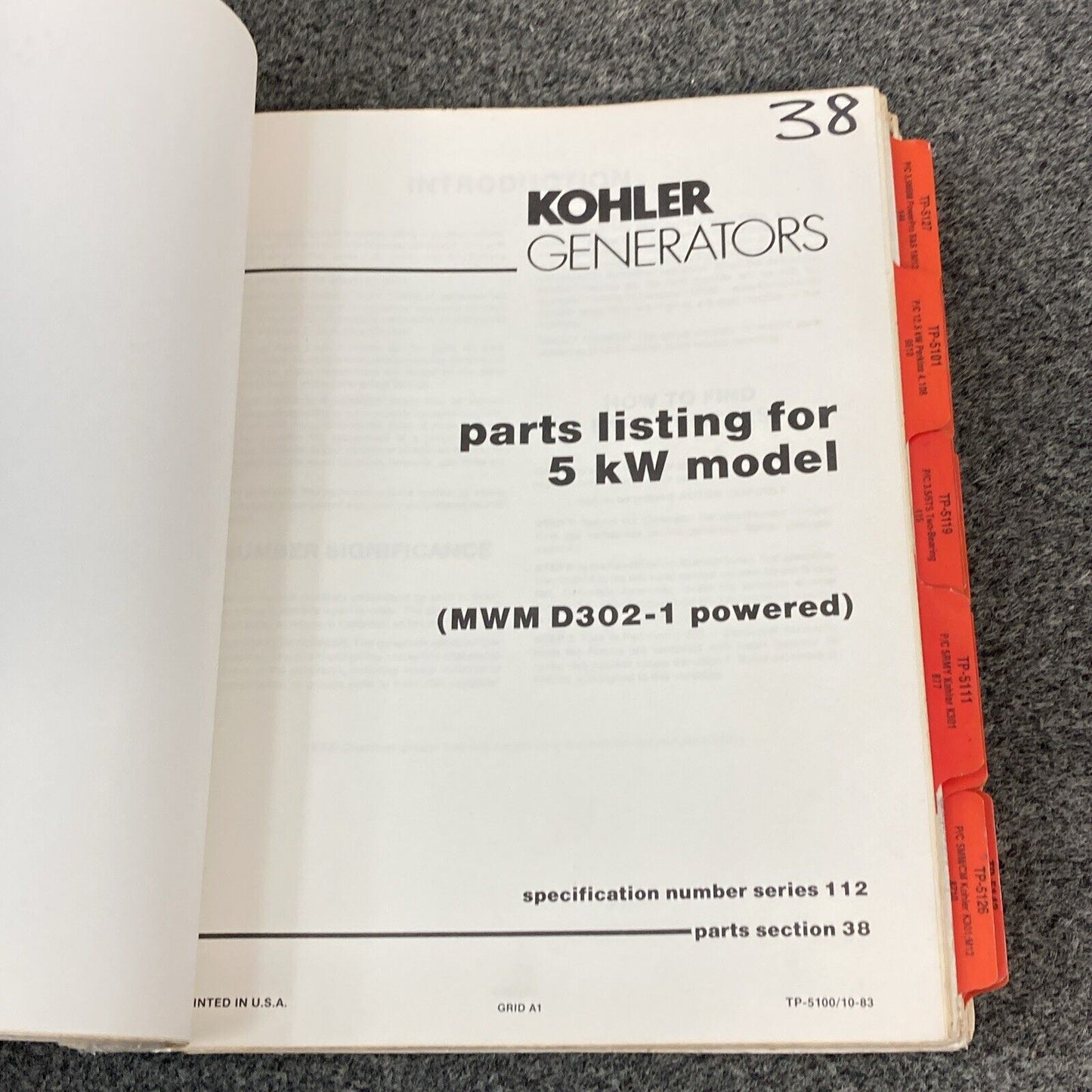 QTY 21 GENUINE KOHLER GENERATORS PARTS LISTING/CATALOG MANUALS