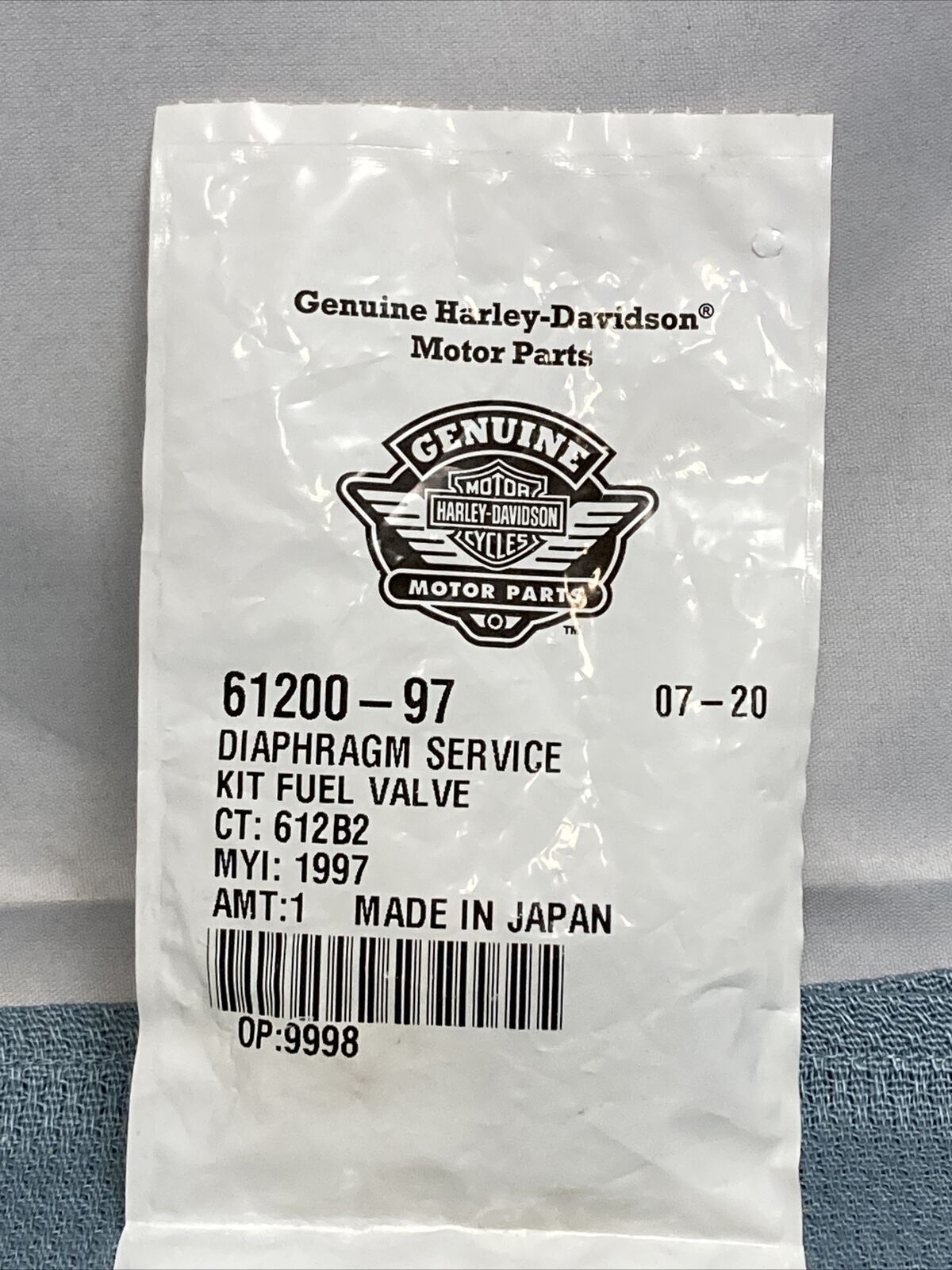 NEW GENUINE HARLEY DAVIDSON 61200-97 DIAPHRAGM SERVICE KIT FUEL VALVE ...