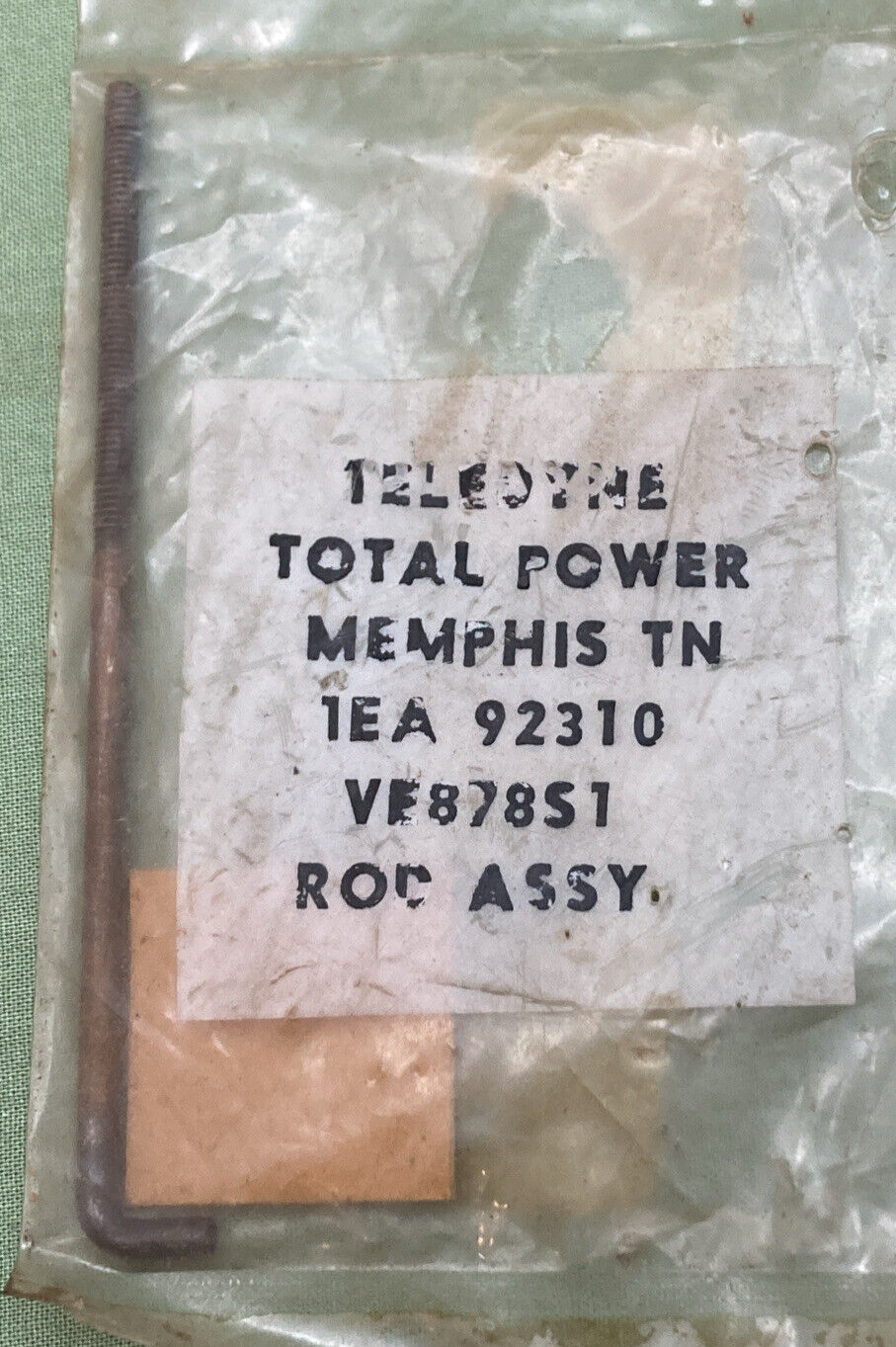 NEW GENUINE TELEDYNE TOTAL POWER VE878S1 ASSEMBLY, GOVERNOR LEVER ROD