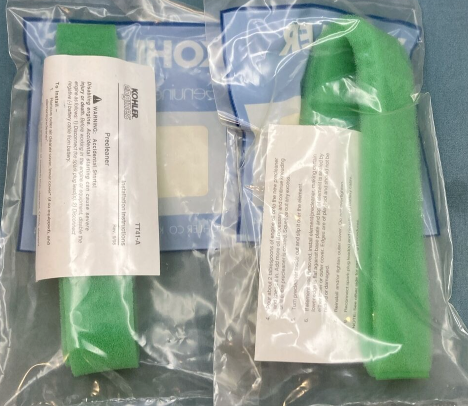 QTY 2 NEW GENUINE KOHLER 28 083 02-S PRE-CLEANER ELEMENT