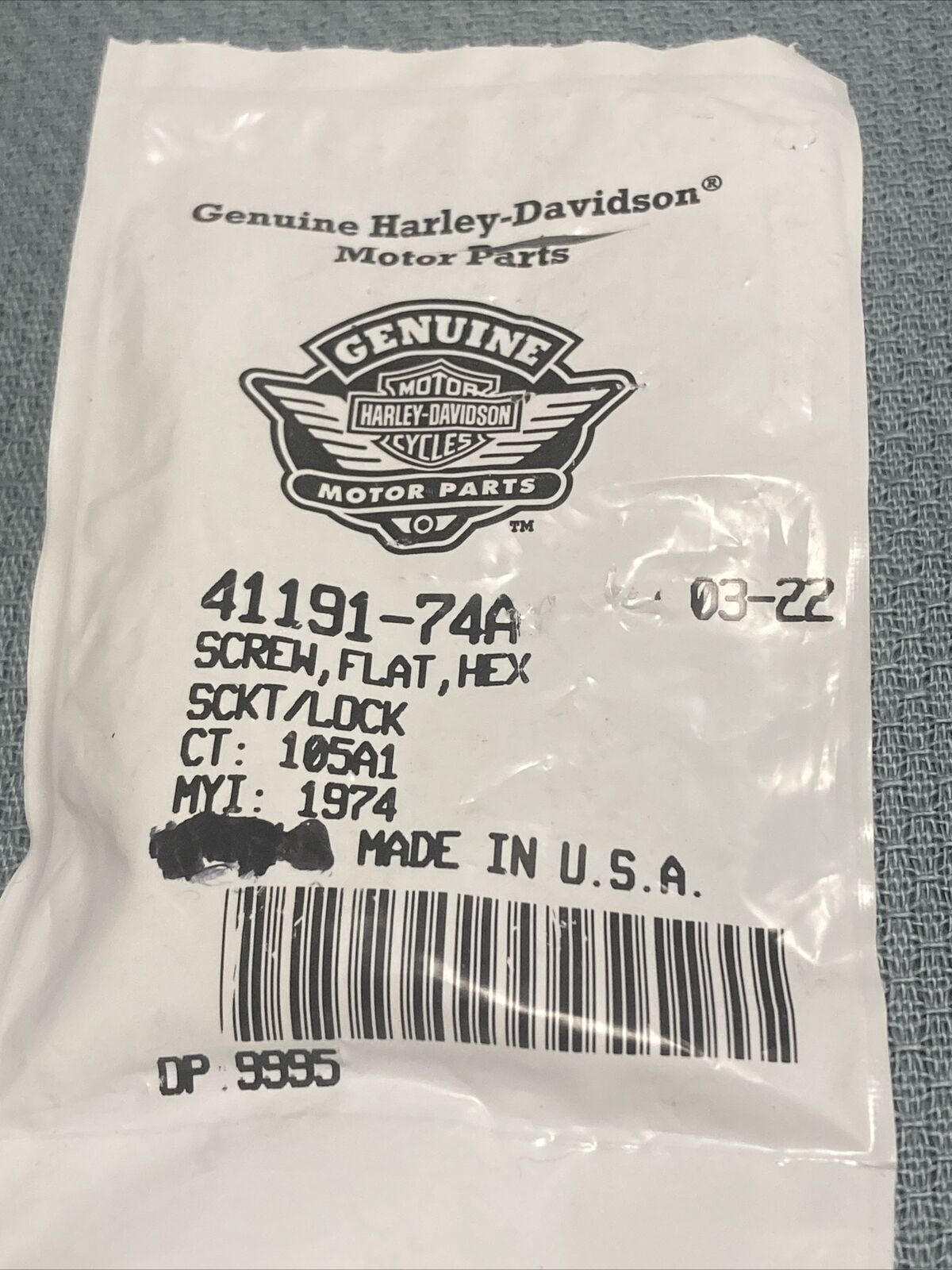 QTY 4 NEW GENUINE HARLEY DAVIDSON 41191-74A SCREW, FLAT, HEX, SCKT/LOC ...