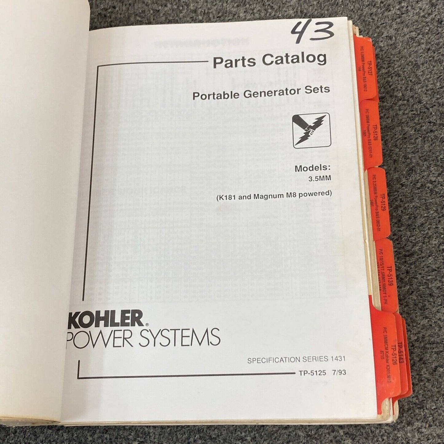 QTY 21 GENUINE KOHLER GENERATORS PARTS LISTING/CATALOG MANUALS