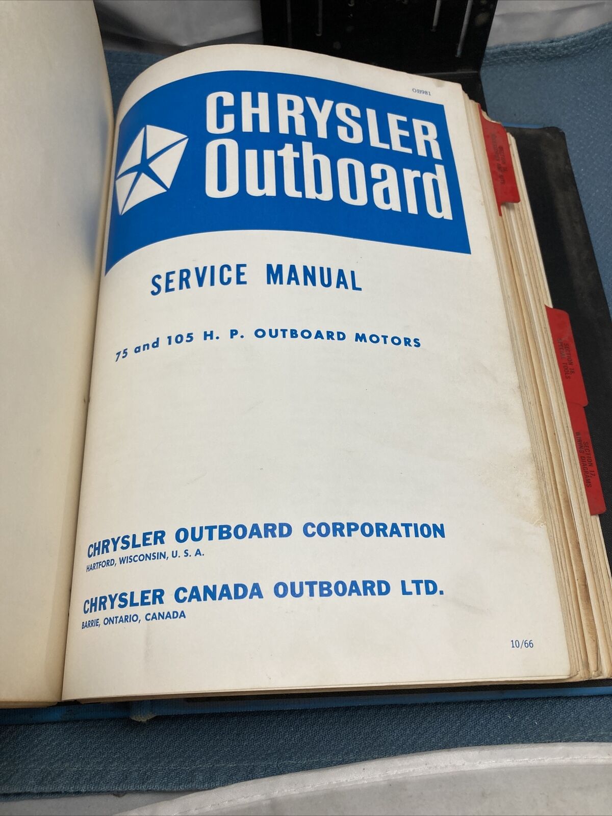 CHRYSLER OUTBOARD MOTORS OB151A-OB1722 SERVICE MANUALS/PARTS CATALOGS