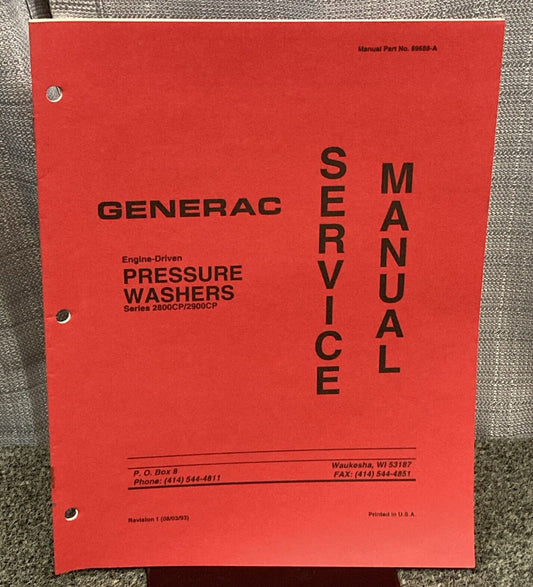 GENUINE GENERAC 89688-A SERVICE MANUAL SERIES 2800CP/2900CP