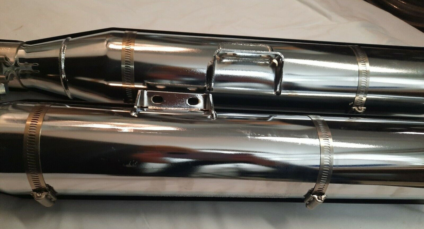 Harley Davidson Exhaust Set Mufflers Blunt, Chrome/Black Heat Shield / 64900458